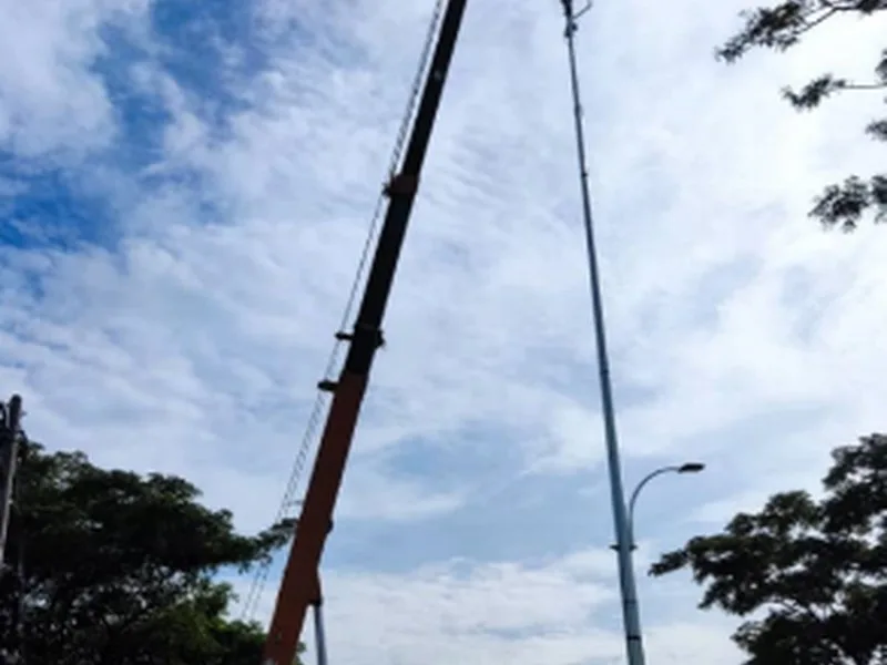 Crane lift during site build